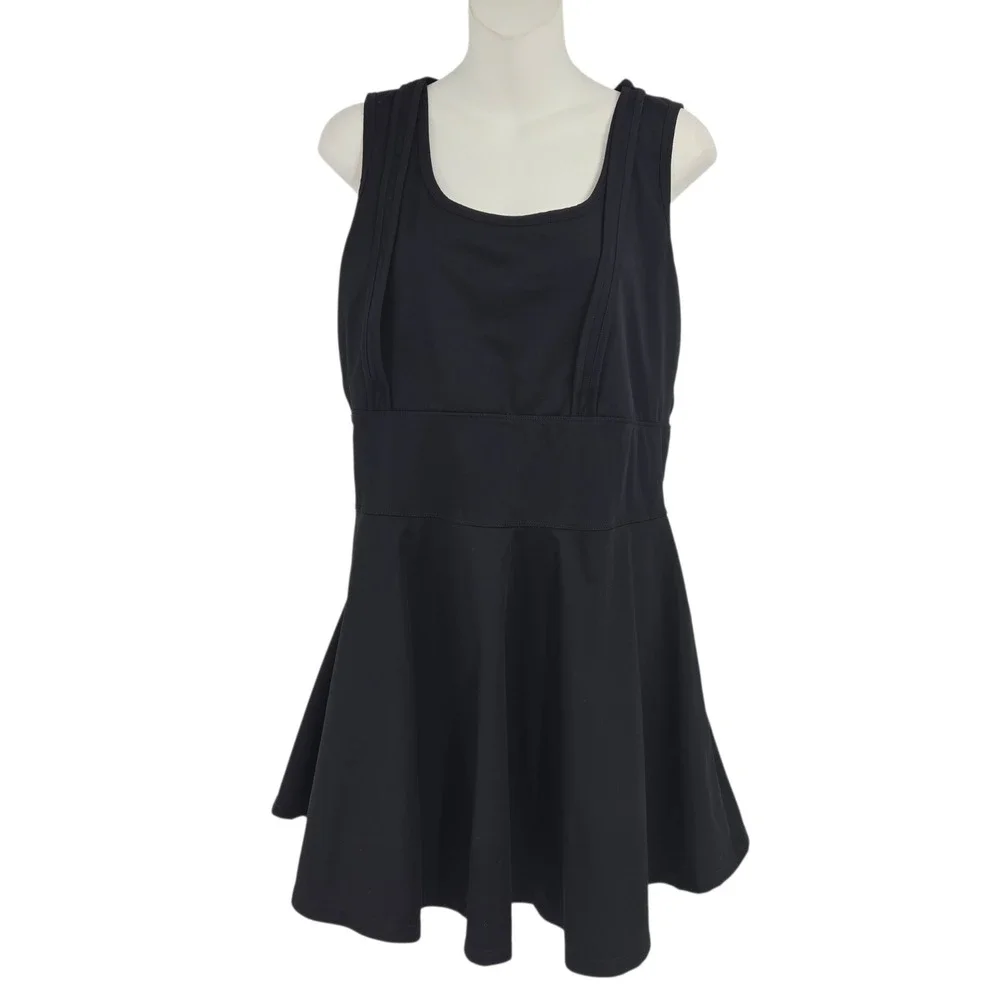 Athletic Tennis Dress Womens Size Large Black Racerback Activewear Stretch  Golf